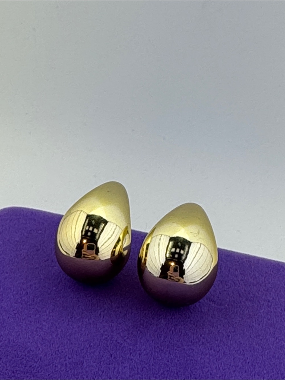 💛 Classic Gold Plated Resin Teardrop Dome Earrings | Bold Minimalism